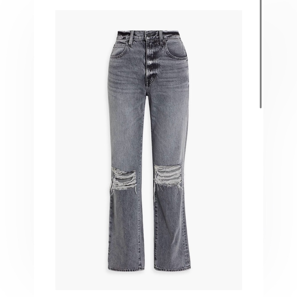SLVRLAKE London distressed high-rise straight-leg jeans 28